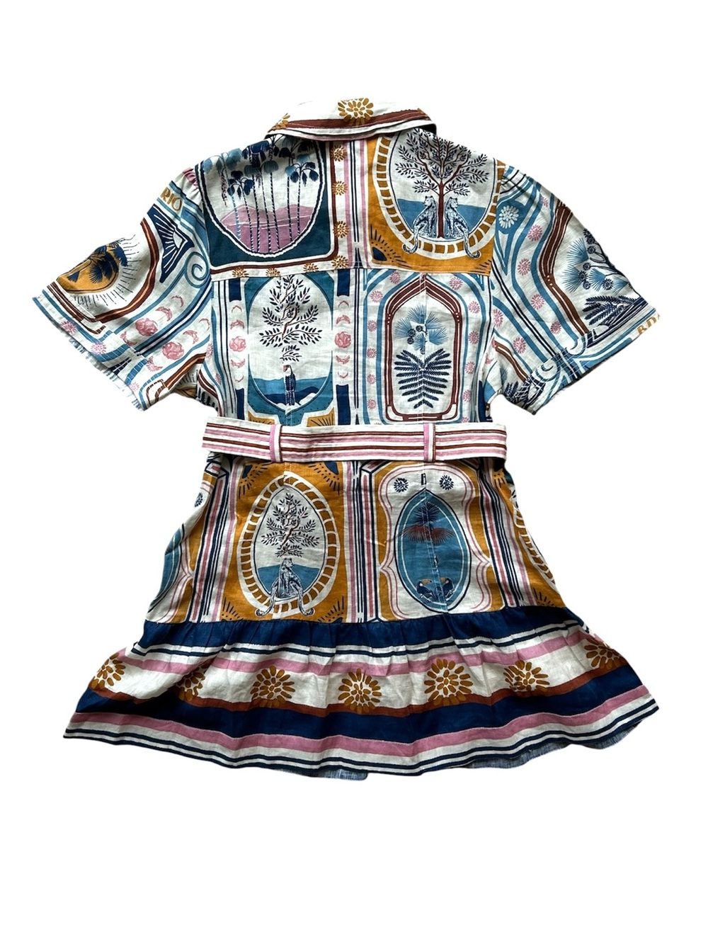 FARM Rio Cerrado Stamps Print Linen Shirtdress NWT Size XL - Picture 7 of 11